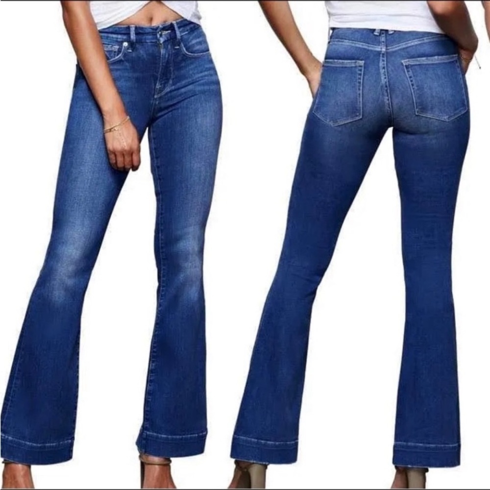 Good American Good Flare Blue Flared Leg Jeans 8/29